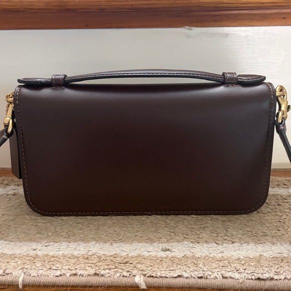Coach Dark Brown Leather Flap Crossbody with Gold Hardware - Picture 2 of 6